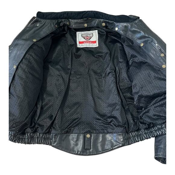 Leather Motorcycle Jacket Mens Vintage Moto Cafe Racer Biker Rider 48 - Picture 7 of 9